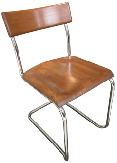 chrome steel tube stacking chair with seperate laminated veneer seat and back