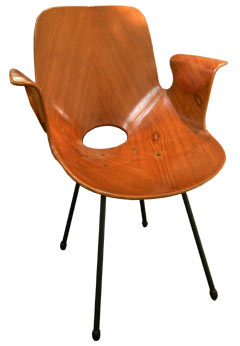 moulded veneer shell dining chair with steel rod legs